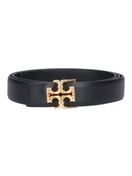 Logo Decorated Buckle Leather Belt Black - TORY BURCH - BALAAN 1