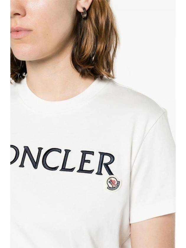 Moncler Women s Chest Logo Short Sleeve T Shirt White 8C00006 829HP 037 - MONCLER - BALAAN 3