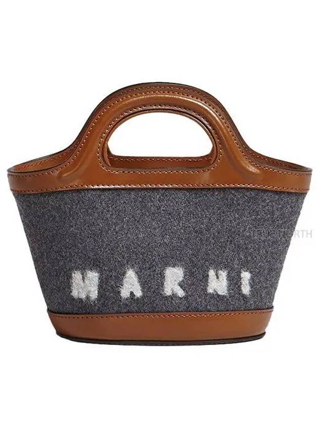 Tropicalia Basket Micro Tote Bag Dark Mocha Grey - MARNI - BALAAN 2