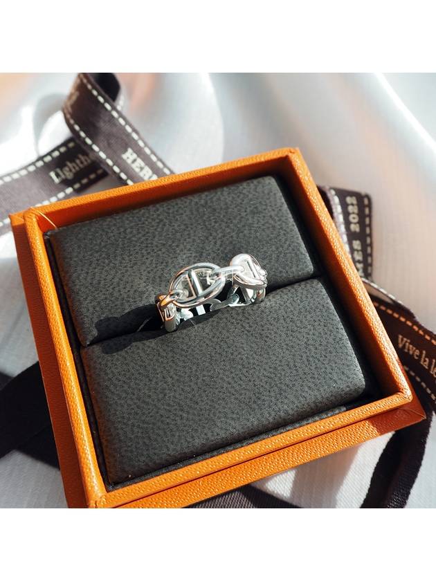 Small Chaine D'Ancre Enchainee Ring Silver - HERMES - BALAAN 9