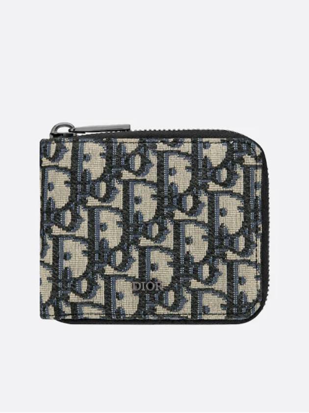 Oblique Zipper Half Wallet Black Beige - DIOR - BALAAN 8