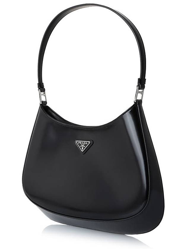 Triangular Logo Cleo Brushed Leather Shoulder Bag Black - PRADA - BALAAN 3