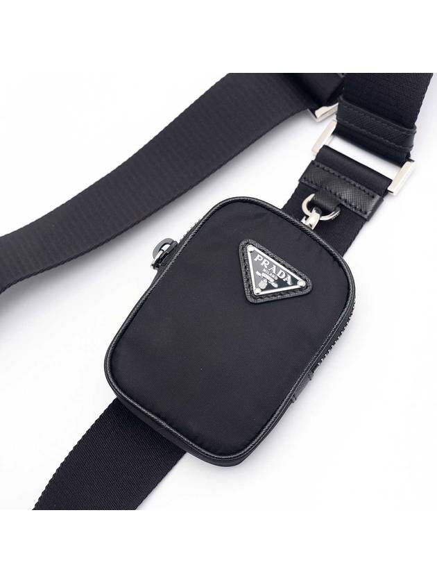 triangle logo Re-nylon Saffiano cross bag black - PRADA - BALAAN.