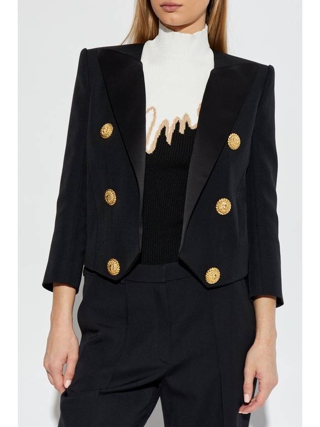 Balmain Blazer With Satin Lapels, Women's, Black - BALMAIN - BALAAN 3