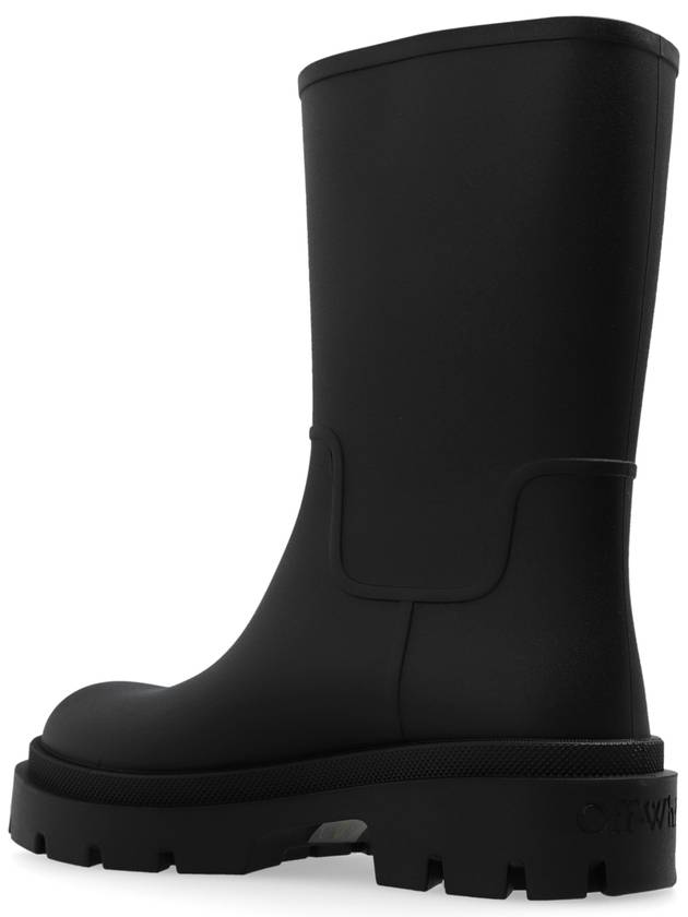 Men s Rain Boots Off White Printed Shoes Black - OFF WHITE - BALAAN 6