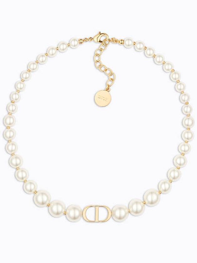 CD Logo 30 Montaigne Pearl Choker Necklace Gold - DIOR - BALAAN 2