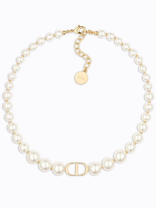 CD Logo 30 Montaigne Pearl Choker Necklace Gold - DIOR - BALAAN 2