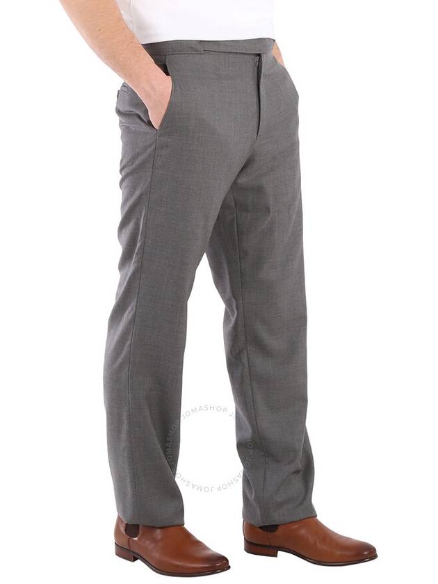 Men's Wool Belt Fit Straight Pants Gray - BURBERRY - BALAAN 3