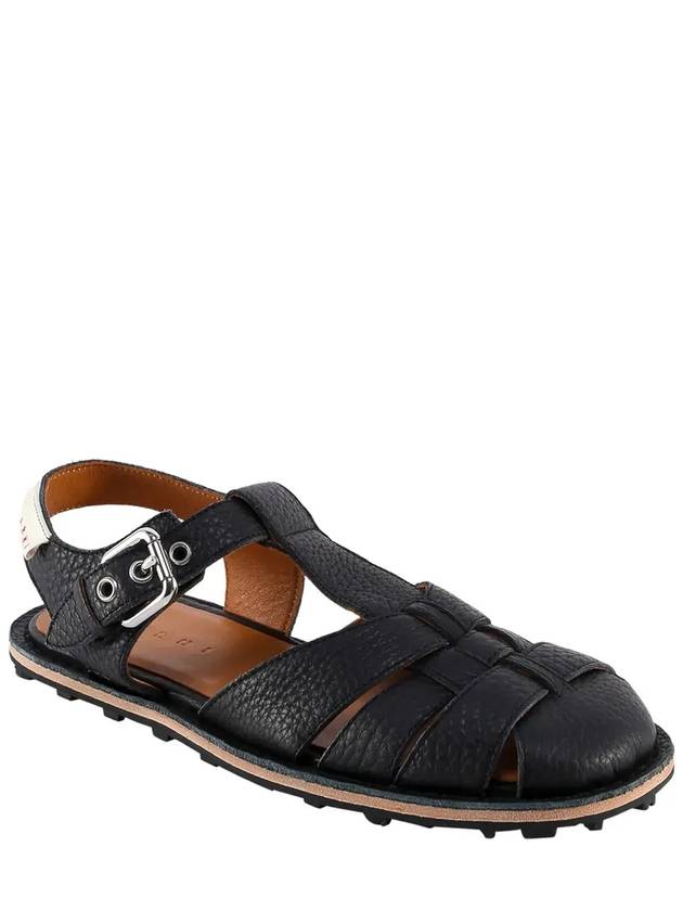 Grained Calfskin Fisherman Sandals Black - MARNI - BALAAN 3