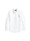 Men's Blue Pony Embroidery Linen Slim Fit Long Sleeve Shirt White - POLO RALPH LAUREN - BALAAN 2