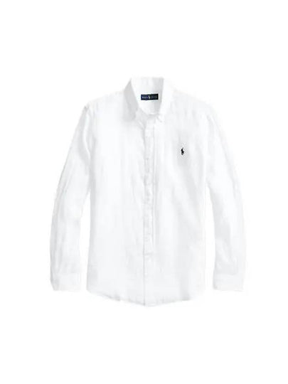 Embroidered Pony Linen Long Sleeve Shirt White - POLO RALPH LAUREN - BALAAN 2