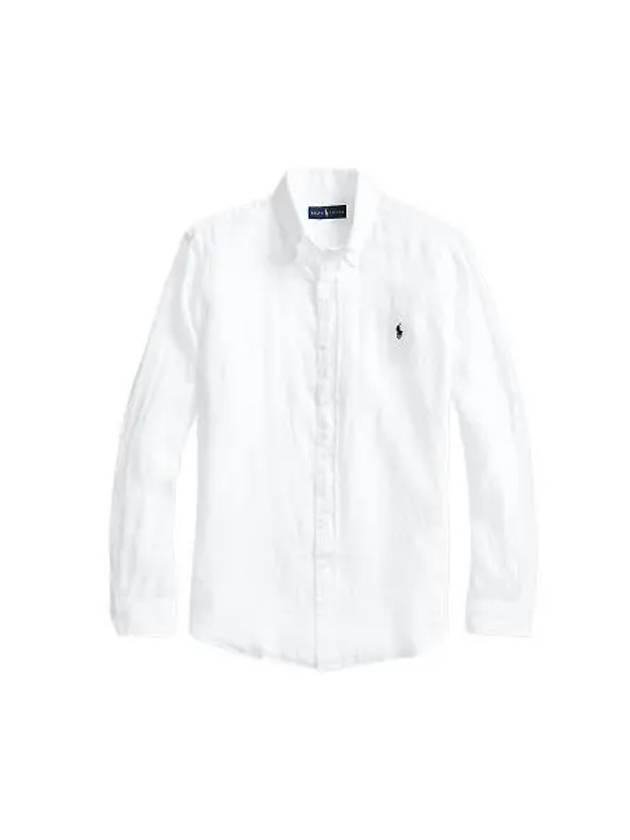 Embroidered Pony Linen Long Sleeve Shirt White - POLO RALPH LAUREN - BALAAN 2