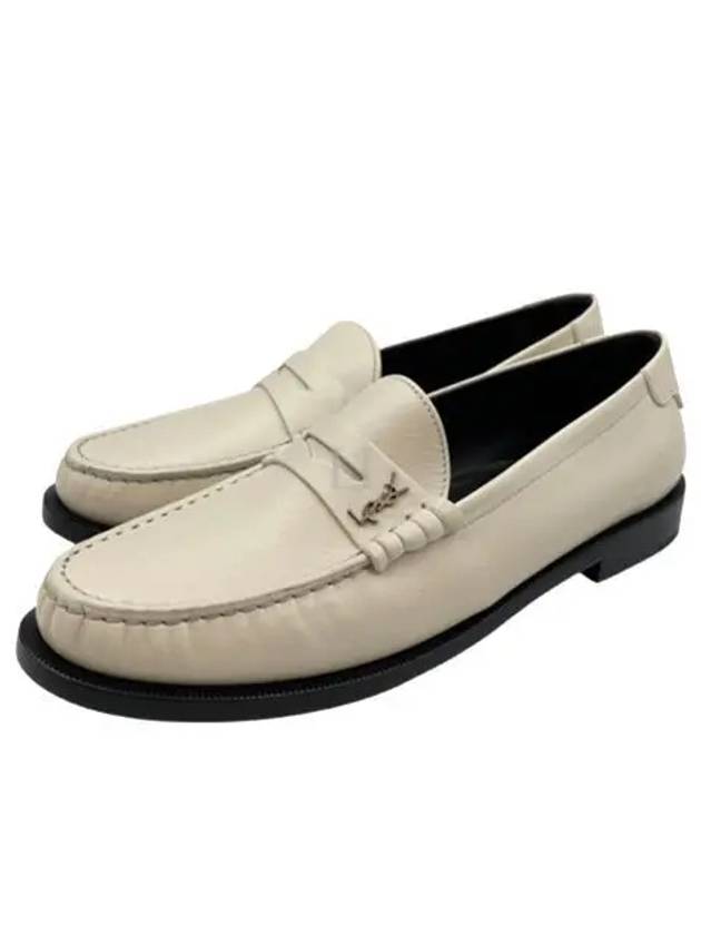 Le Loafer Penny Slippers In Smooth Leather Pearl - SAINT LAURENT - BALAAN 2