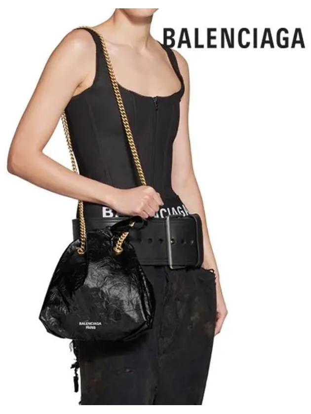 Crush Small Leather Shoulder Bag Black - BALENCIAGA - BALAAN 8