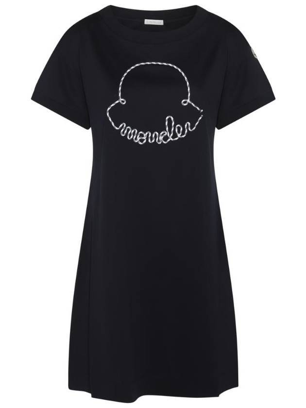 Logo Cotton Short Dress Black - MONCLER - BALAAN 1