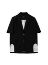 Colin Taylor Collar Side Slit Blazer Short Sleeve Jacket Black COLIN57BK - RAMUSTUDIO - BALAAN 1