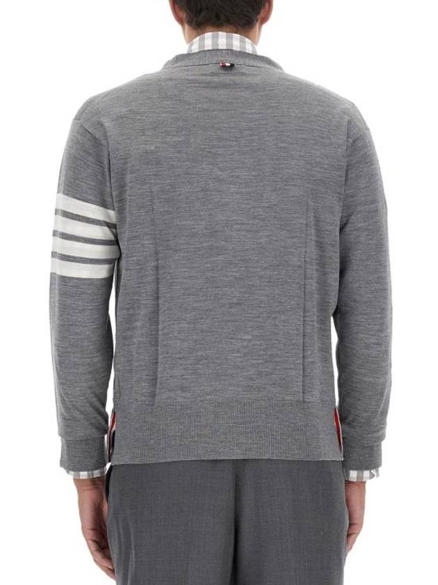 Men's Sustainable Classic Diagonal Wool Cardigan Pale Grey - THOM BROWNE - BALAAN 4