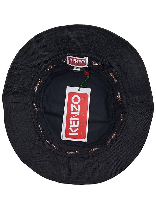 Logo Embroidered Cotton Bucket Hat Black - KENZO - BALAAN 6