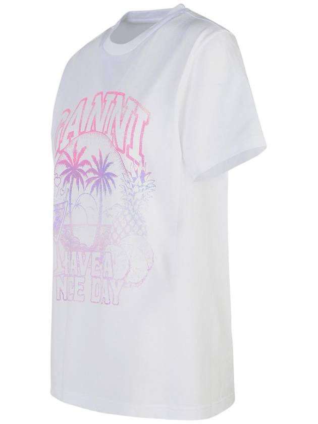 Logo Print Short Sleeve T-Shirt White - GANNI - BALAAN 3