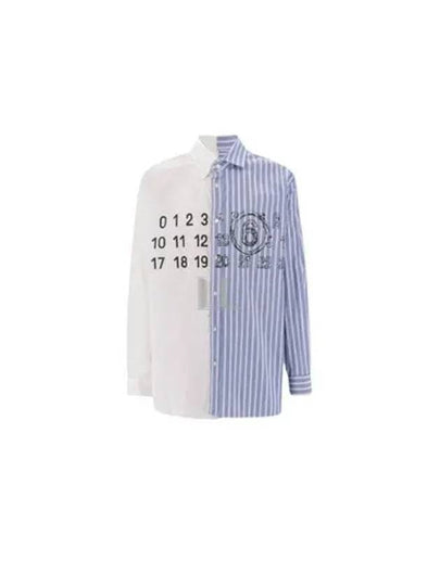 Striped Logo Cotton Long Sleeve Shirt White Blue - MAISON MARGIELA - BALAAN 2