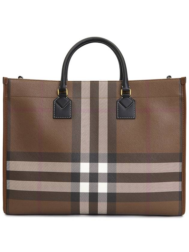 Freya Check Medium Tote Bag Brown - BURBERRY - BALAAN 4