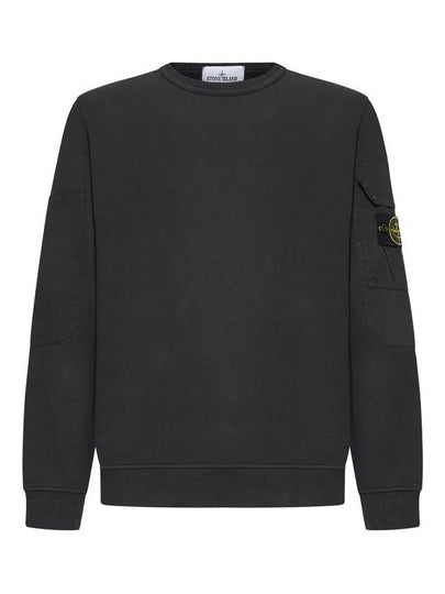 Brushed Organic Cotton Fleece Sweatshirt Grey - STONE ISLAND - BALAAN 2