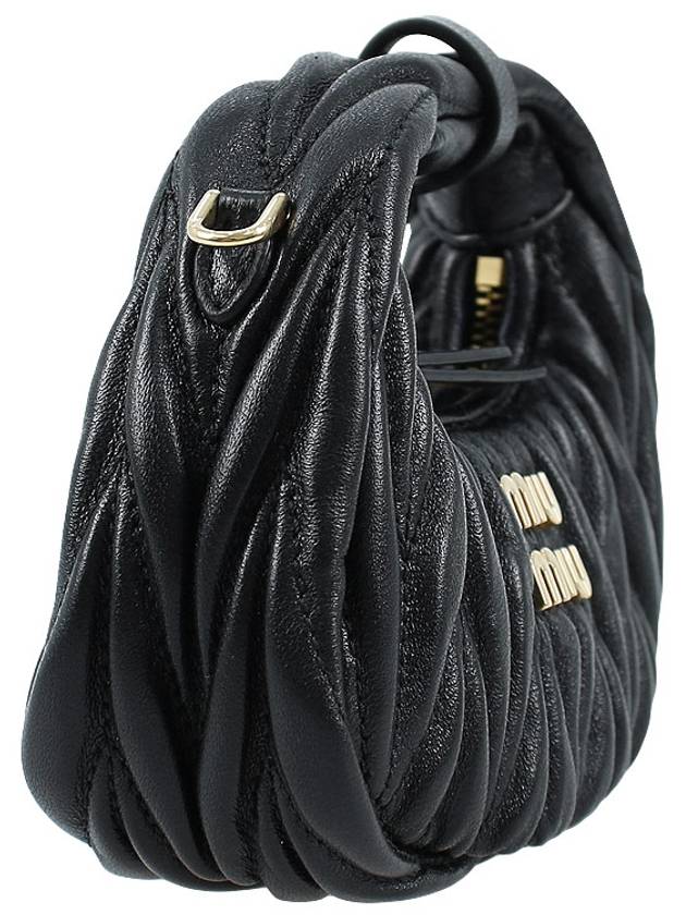 Wander Matelasse Micro Nappa Leather Hobo Mini Bag Black - MIU MIU - 5