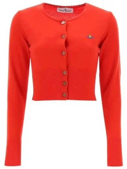 Bea ORB Embroidered Logo Crop Cardigan Red - VIVIENNE WESTWOOD - BALAAN 2