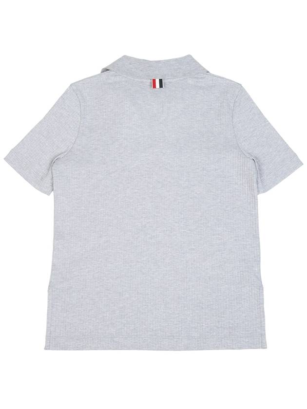 Three Stripes High Twist Rib Polo Shirt Grey - THOM BROWNE - BALAAN 3