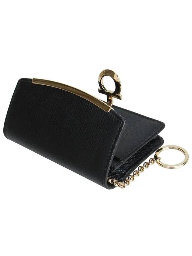 Gancini Calfskin Card Wallet Black - SALVATORE FERRAGAMO - BALAAN 7