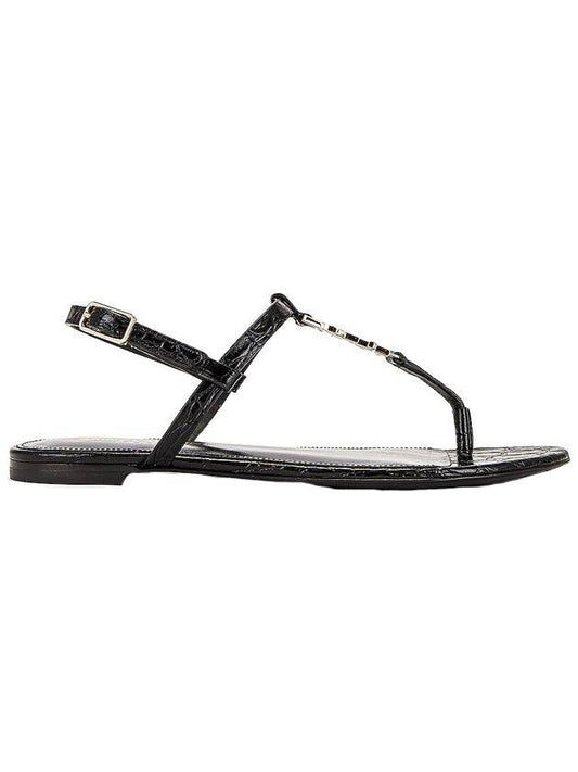 SAINT LAURENT Women's Cassandra Flat Sandals Black 659817 2ZEJJ 1000 - SAINT LAURENT - BALAAN