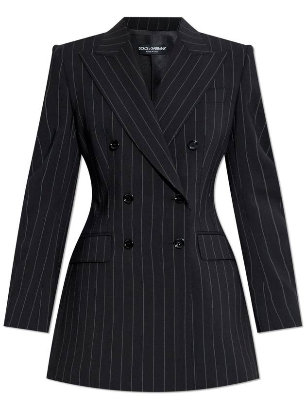 Dolce & Gabbana Blazer With Stripe Pattern, Women's, Black - DOLCE&GABBANA - BALAAN 1