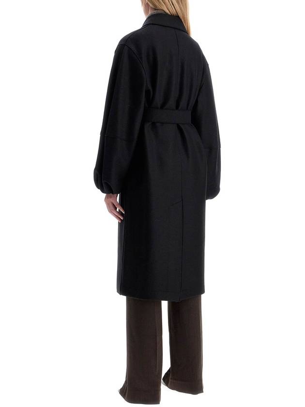 pressed wool robe coat with nine words - HARRIS WHARF LONDON - BALAAN 3