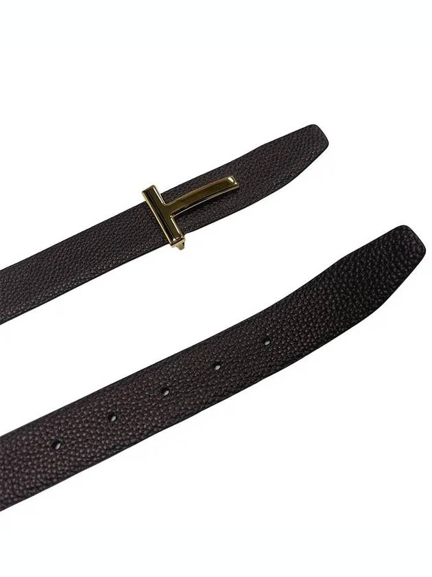 T Logo Reversible Leather Belt Black Brown - TOM FORD - BALAAN 6