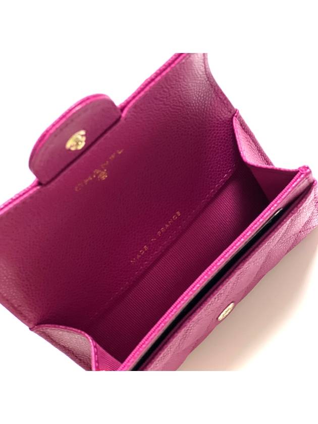 Classic Flap Grained Shiny Calfskin Gold Metal Card Holder Purple - CHANEL - BALAAN 6