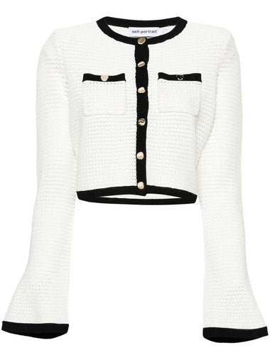 Self-Portrait White Crochet Cardigan Clothing - SELF PORTRAIT - BALAAN 1