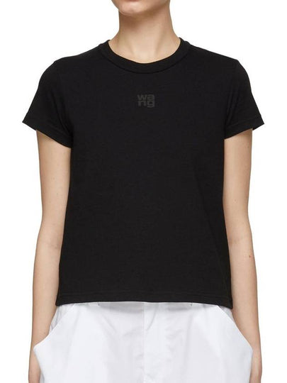 Logo Shrunken Cotton Jersey Short Sleeve T-Shirt Black - ALEXANDER WANG - BALAAN 2