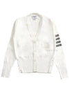 Cotton 4-Bar Milano Classic V-Neck Cardigan White - THOM BROWNE - BALAAN 2