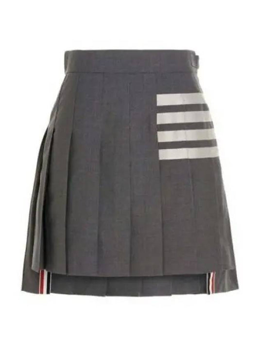 4 Bar Plain Weave Mini Pleated Skirt Grey - THOM BROWNE - BALAAN 2