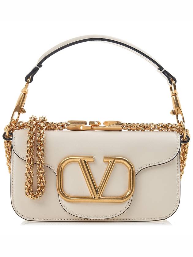 V Logo Buckle Calfskin Small Shoulder Bag Ivory - VALENTINO - BALAAN 2