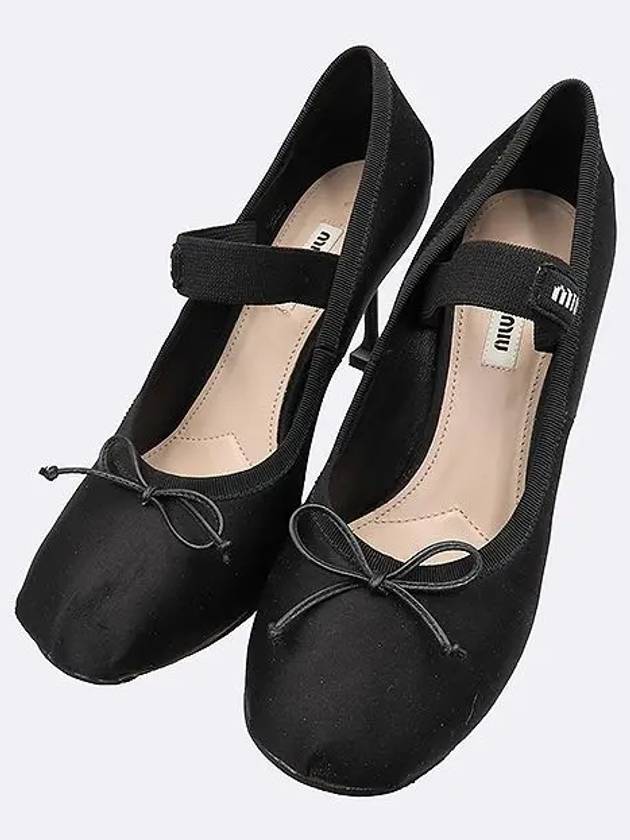 5I793D Black Satin Logo Banding Pumps Heel Size 38 - MIU MIU - BALAAN 4