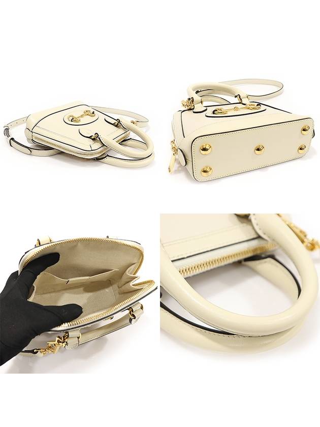 640716 White Leather Horsebit 1955 Mini Top Handle Bag 2WAY - GUCCI - BALAAN 4