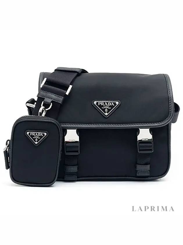 Triangle Logo Re-Nylon Saffiano Leather Cross Bag Black - PRADA - BALAAN 5