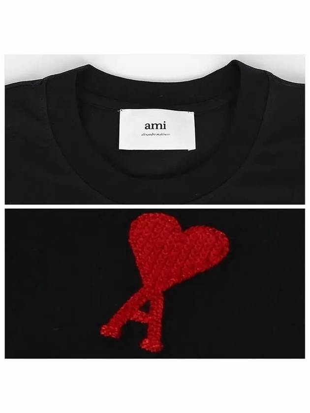 Small Heart Logo Short Sleeve T-Shirt Black - AMI - BALAAN 7