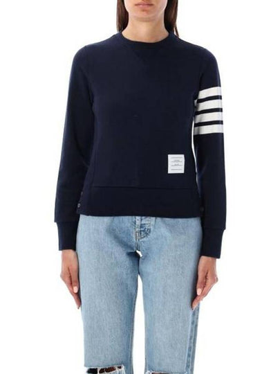 Engineered 4 Bar Stripe Loopback Jersey Knit Crewneck Sweatshirt Navy - THOM BROWNE - BALAAN 2