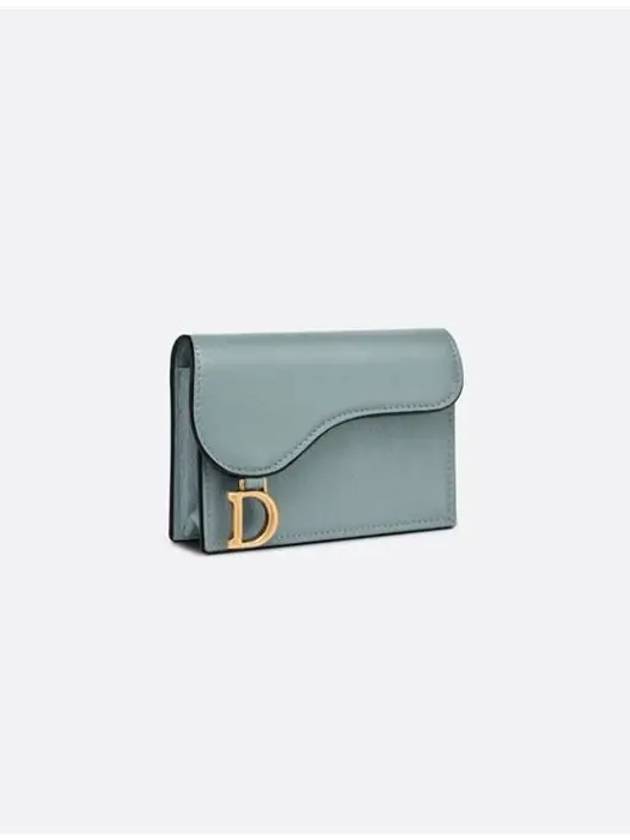 Saddle Bloom Goatskin Flap Card Wallet Cloud Blue - DIOR - BALAAN 3