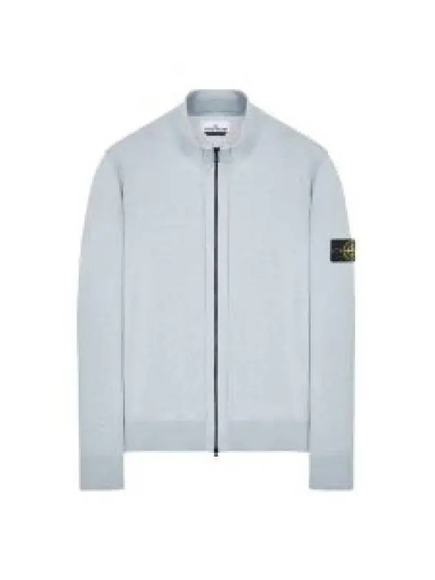 Wappen Patch Cotton Zip-Up Cardigan Sky Blue - STONE ISLAND - BALAAN 2