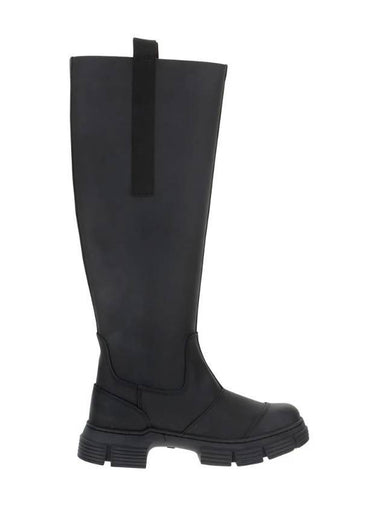 Recycle Rubber Long Boots Black - GANNI - BALAAN 1