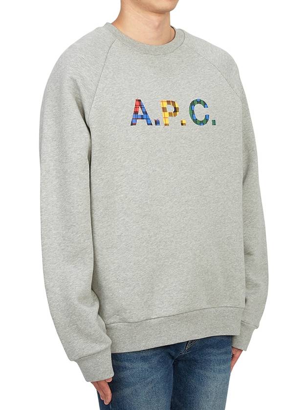 Shaun Tartan Check Logo Sweatshirt Heather Grey - A.P.C. - BALAAN 6