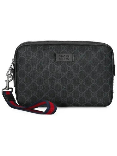 Men's GG Supreme Fabric Strap Clutch Bag Black Gray - GUCCI - BALAAN 1